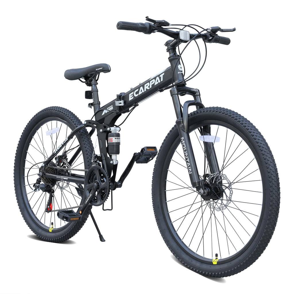 richvelo 26 Inch Foldable Mountain Bike, 21 Speed with Double Shock Effect, High Carbon Steel Frame, Double-Kill Disc Brake System, Unique Design and Ergonomic Frame & Cushion, Black