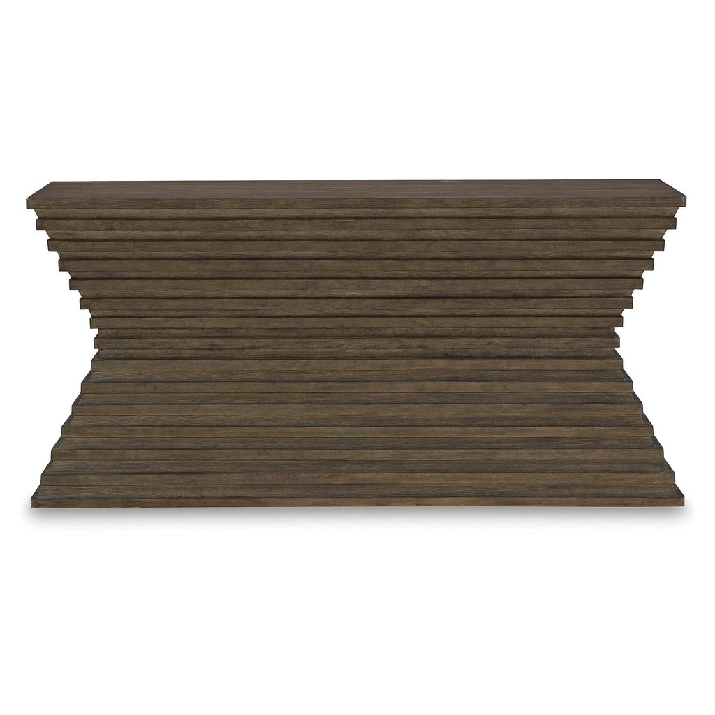 Signature Design by Ashley Hannodream Contemporary Sofa Table with Solid Wood Frame, Warm Brown