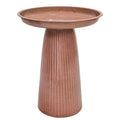 Sunnydaze Gleeful Garden 23" Iron Pedestal Bird Bath for Outside - Modern Shallow Basin Birdbath for Outdoors with UV-Protected Rust-Resistant Finish for Patio, Garden, Yard Decor - Canyon Clay Glaze