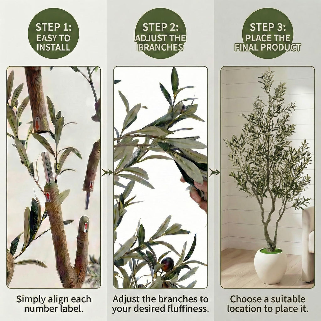 Huhemy 8ft Faux Olive Tree Artificial Indoor,Fake Olive Tree with Pot,Large Olive Branches and Lifelike Fruits,for Home Office House Living Room Decor