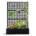Metal Raised Garden Bed with Trellis for Climbing Plants, Vegetable, Vines,Metal Planter Box with Trellis 71"x47"x16",Trellis with Planter Box & Privacy Screen(Black)