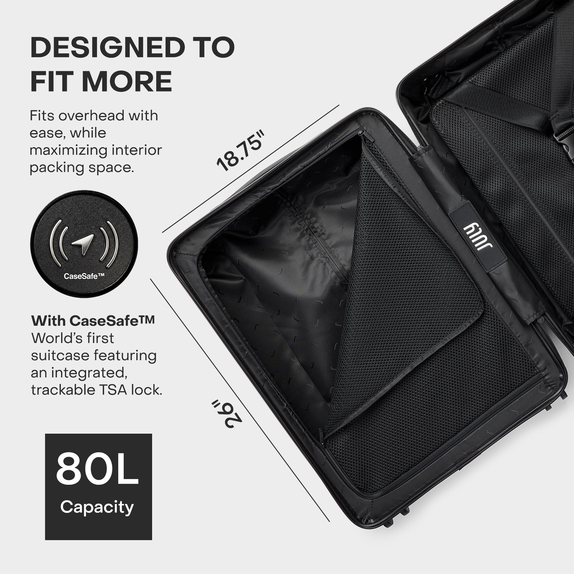 July Checked with CaseSafe - 24.5" Built in Tracking, Airline Approved Check In Luggage with Wheels, Spinner Suitcase for Men & Women - Rolling Suitcase, Spinner Wheels, Y-Strap - Dark Brown