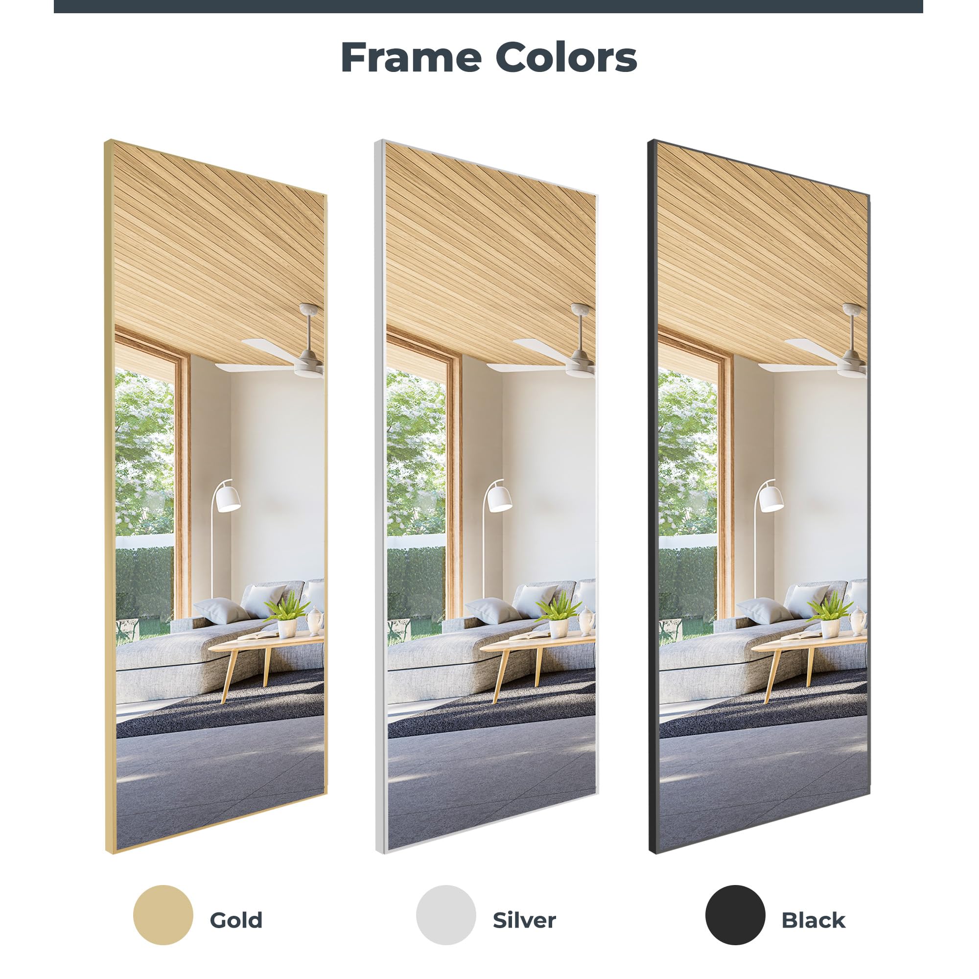 Nano Film Full Length Gym Mirror Shatterproof Oversized Full Body Glassless Mirror for Home Gym Dance Studio and Workout Room 36" x 72" Gold