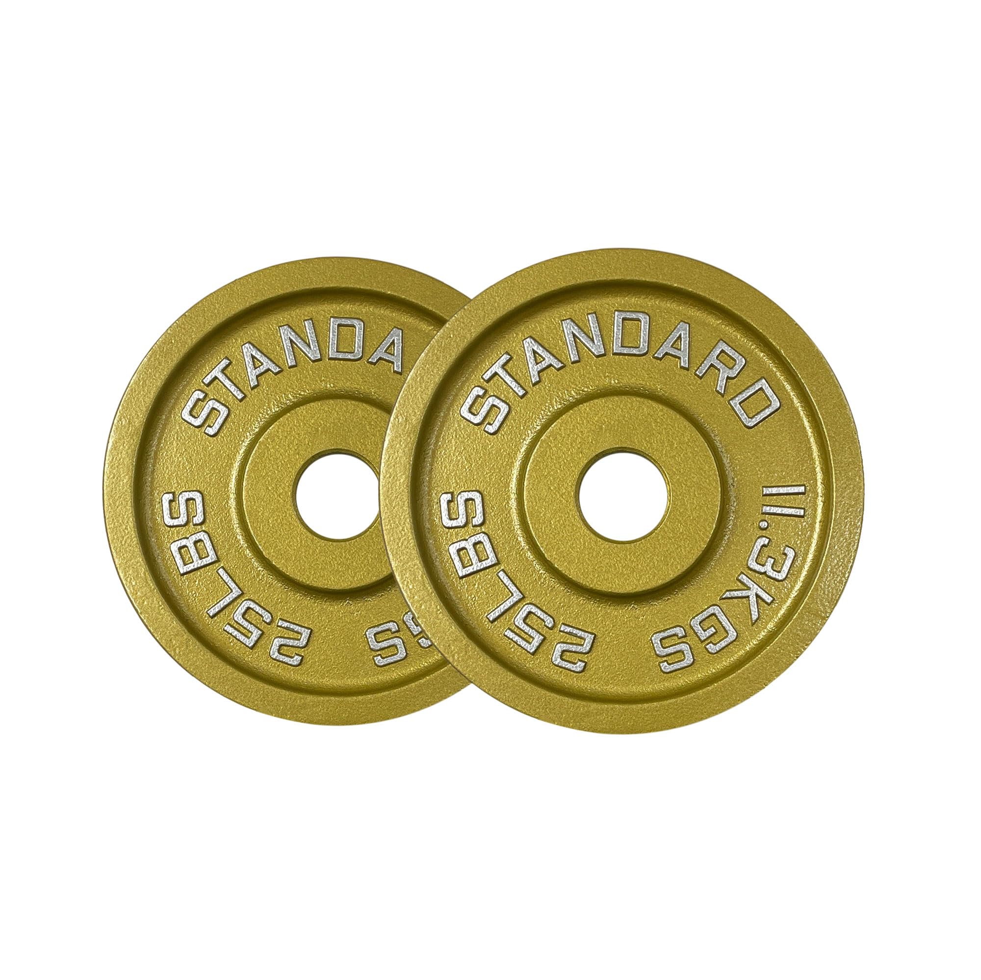 Gold Finish Olympic Steel Plates - Pairs and Sets 2 Inch Barbell Standard in Premium Gold for Weight Lifting (335lb Set)