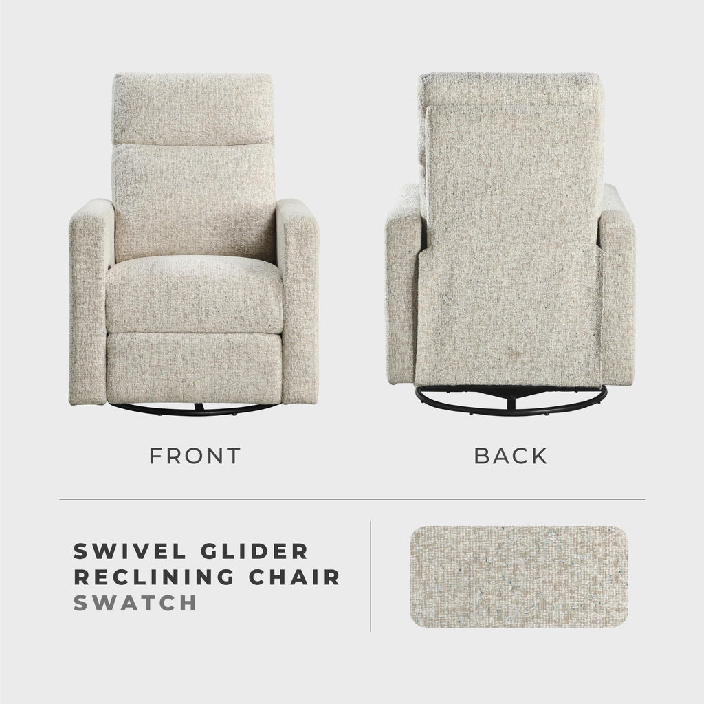 Lexicon Swivel Glider Recliner Chair, Nursery Glider, Chenille Fabric Recliner, Manual Recliner Sofa Chair for Living Room/Office/Apartment, Quartz