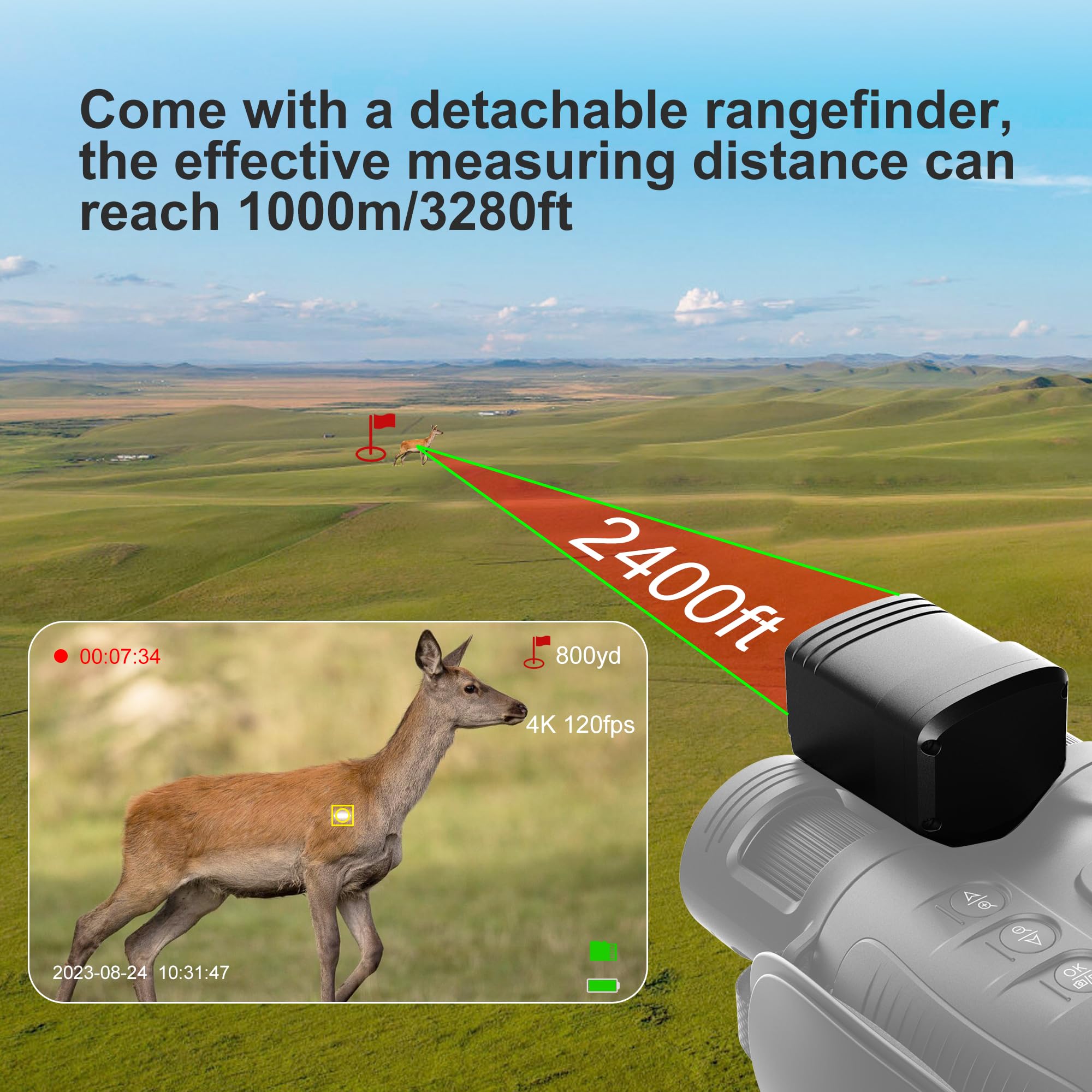 oneleaf.ai Find NV200 LRF 50mm 4K Digital Day/Night Vision Binoculars with Laser Rangefinder