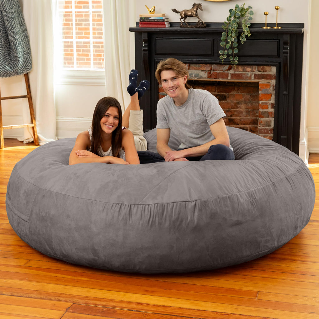 Jaxx 6 Foot Cocoon - 2-in-1 Convertible Bean Bag Bed & Large Bean Bag Chair for Adults, Charcoal