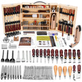 BUTUZE Leather Working Kit, Boxed Leather Tooling Kit, Leather Crafting Tool Kit, Cutting, Punching, Carving, Heavy Duty Leather Sewing Kit Professional Leather Working Tools and Supplies