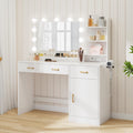 GarveeHome Vanity Desk with Mirror and Lights, Makeup Vanity with Power Outlet & 11 LED Bulbs, White Dressing Table with 3 Drawers and Storage Shelves, Modern Makeup Table for Bedroom, Standalone