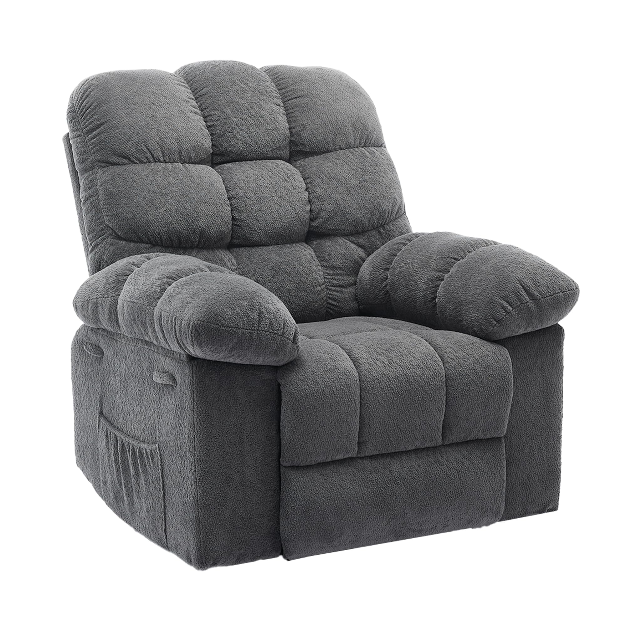 Garvee Manual Recliner Chair,Ergonomic Overstuffed Breathable Fabric Reclining Chair with Side Pockets,q235 Steel Frame Lazy Boy Recliner Single Sofa for Living Room Bedroom