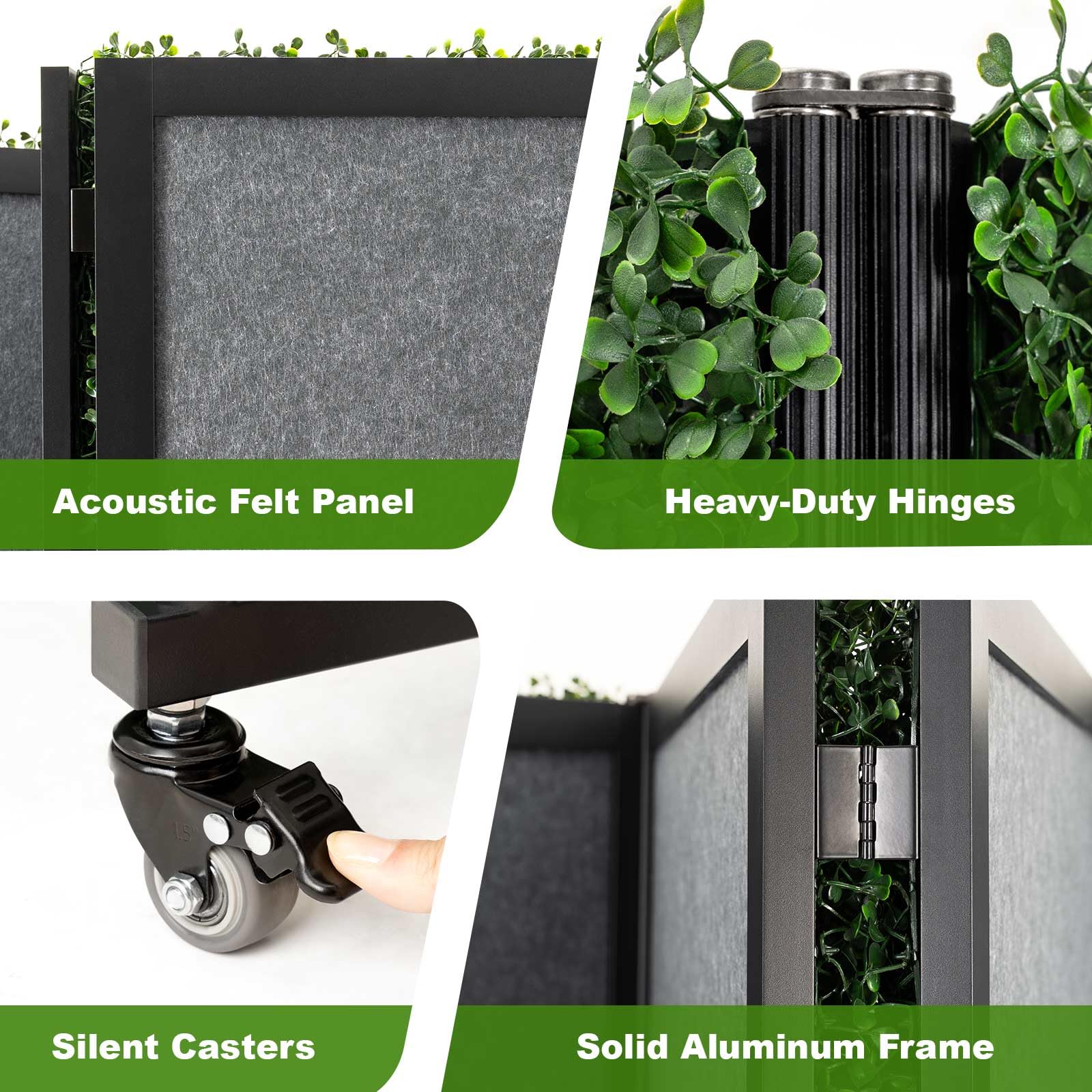 Artigwall 5 Panel Boxwood Backdrop, Room Divider with Artificial Hedge, Foldable Freestanding Privacy Screen, Faux Greenery Wall Partition for Home Office, Indoor & Outdoor Decorative Screen
