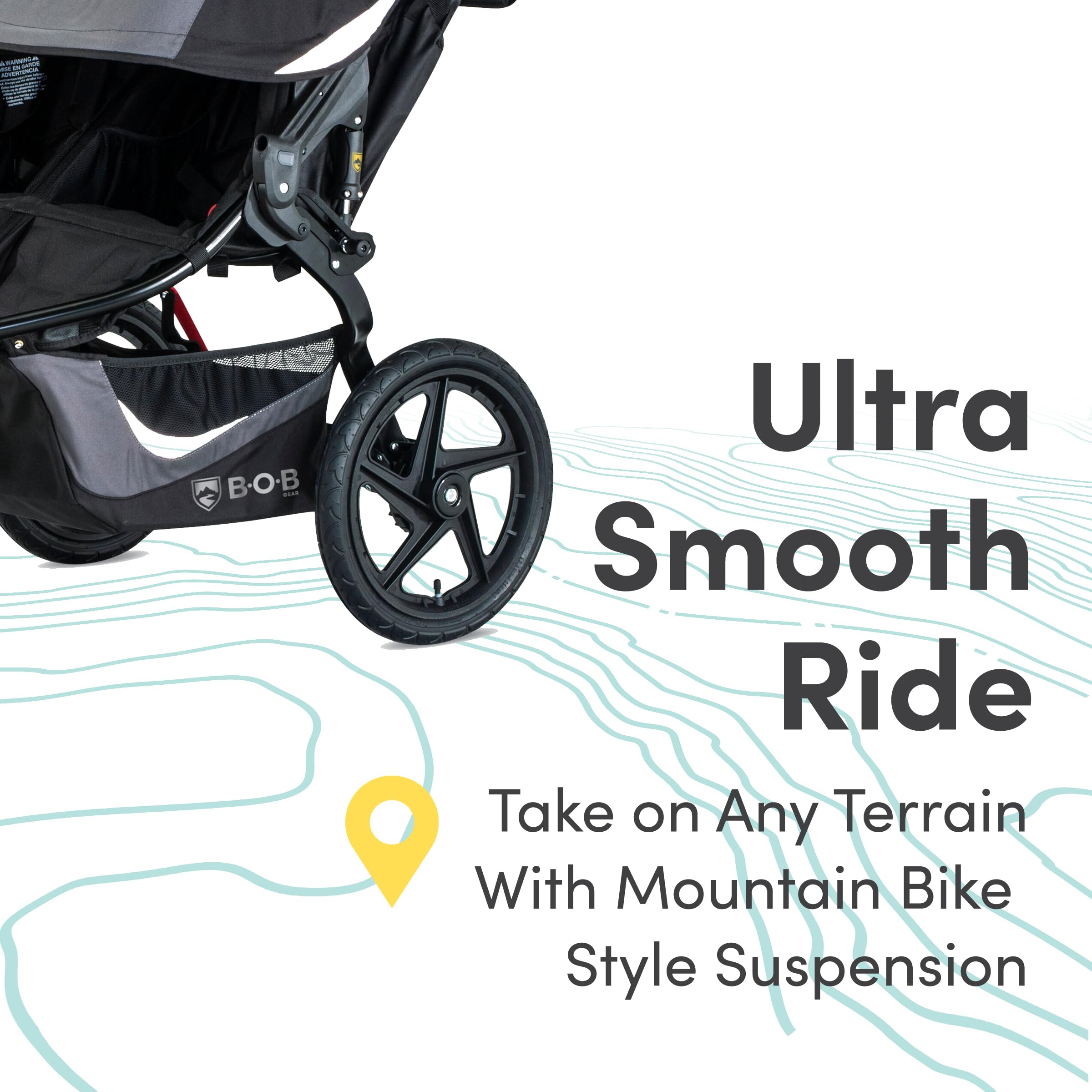 BOB Gear Revolution Flex 3.0 Duallie Jogging Stroller, Double Stroller, Graphite Black