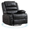 Rocking Recliner Chair for Adults PU Leather Wide Upholstered Glider Recliner with Cup Holder Deep Seat Single Sofa Rocker Chair for Nursery Living Room