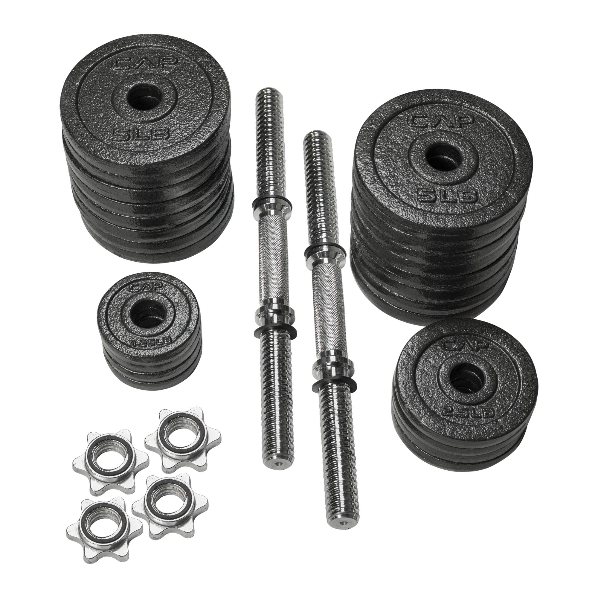 CAP Barbell 52.5-Pound Adjustable Dumbbell Weight (Pair), chrome finish