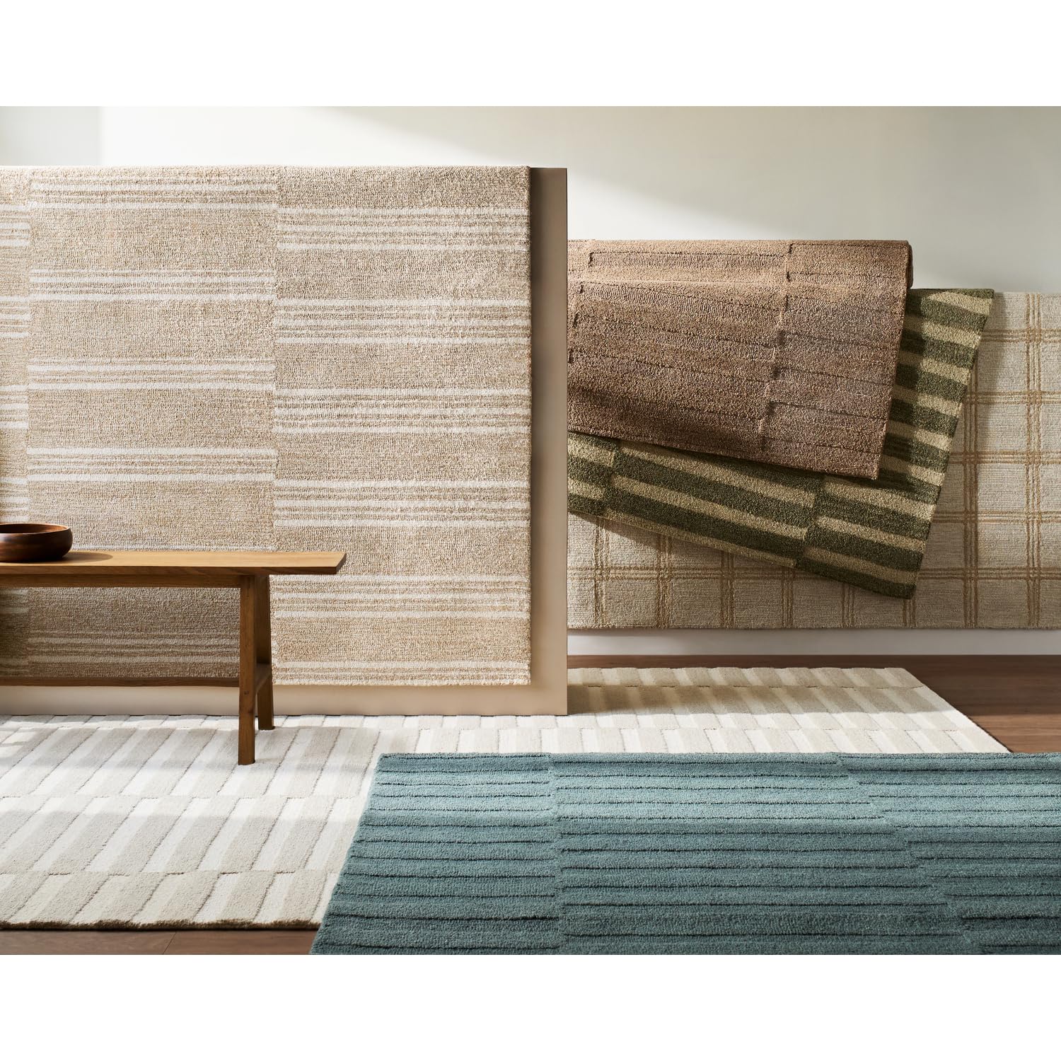 Livabliss x Our PNW Home Area Rugs - 8x10 Idaho Modern Brown Rug for Living Room Bedroom - Large 100% Wool Hand Tufted Beige Sandstorm Carpet for Home Office, Kitchen and Dining Room (8' x 10')