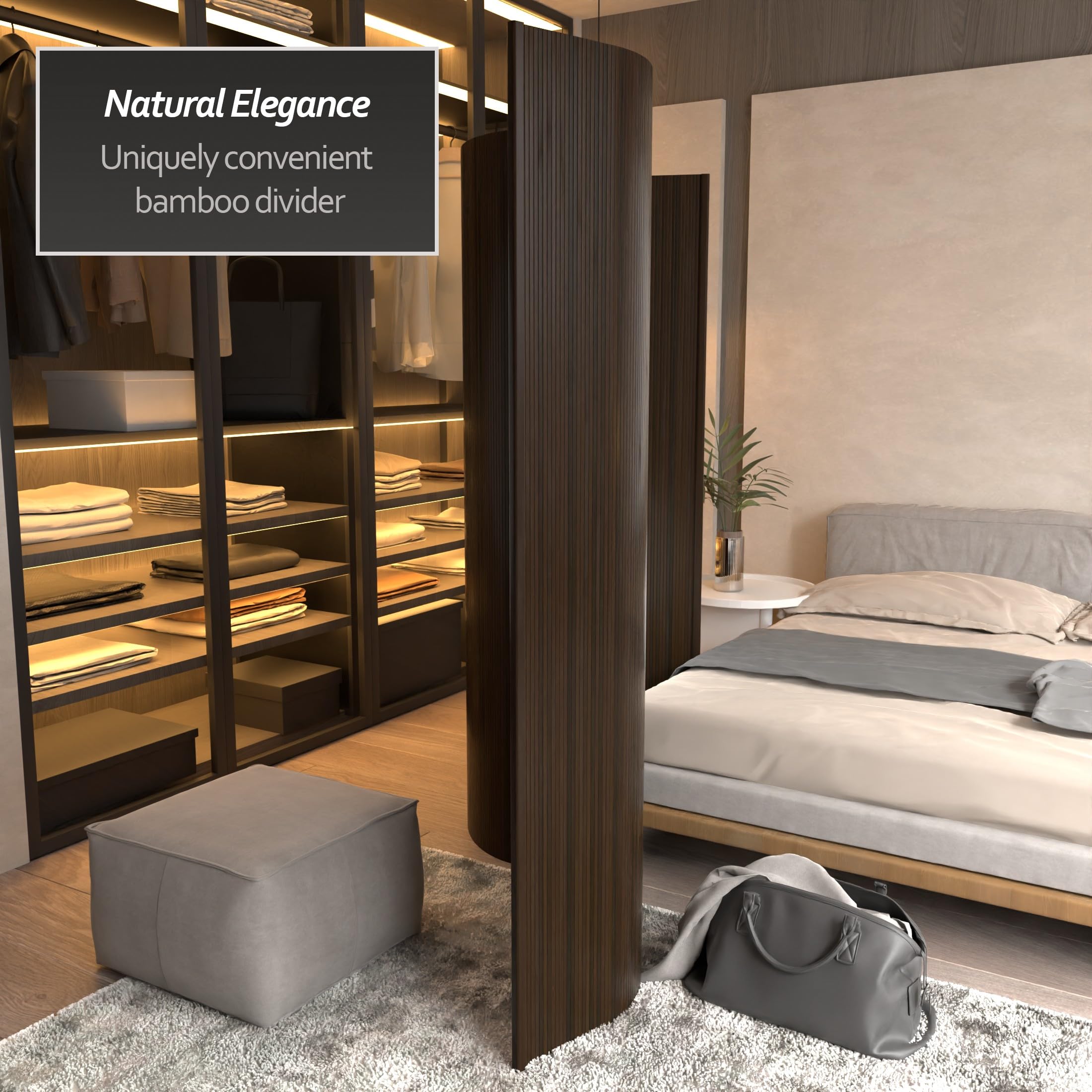 Red Lantern 6 ft. Tall Bamboo Wave Screen - Dark Mocha