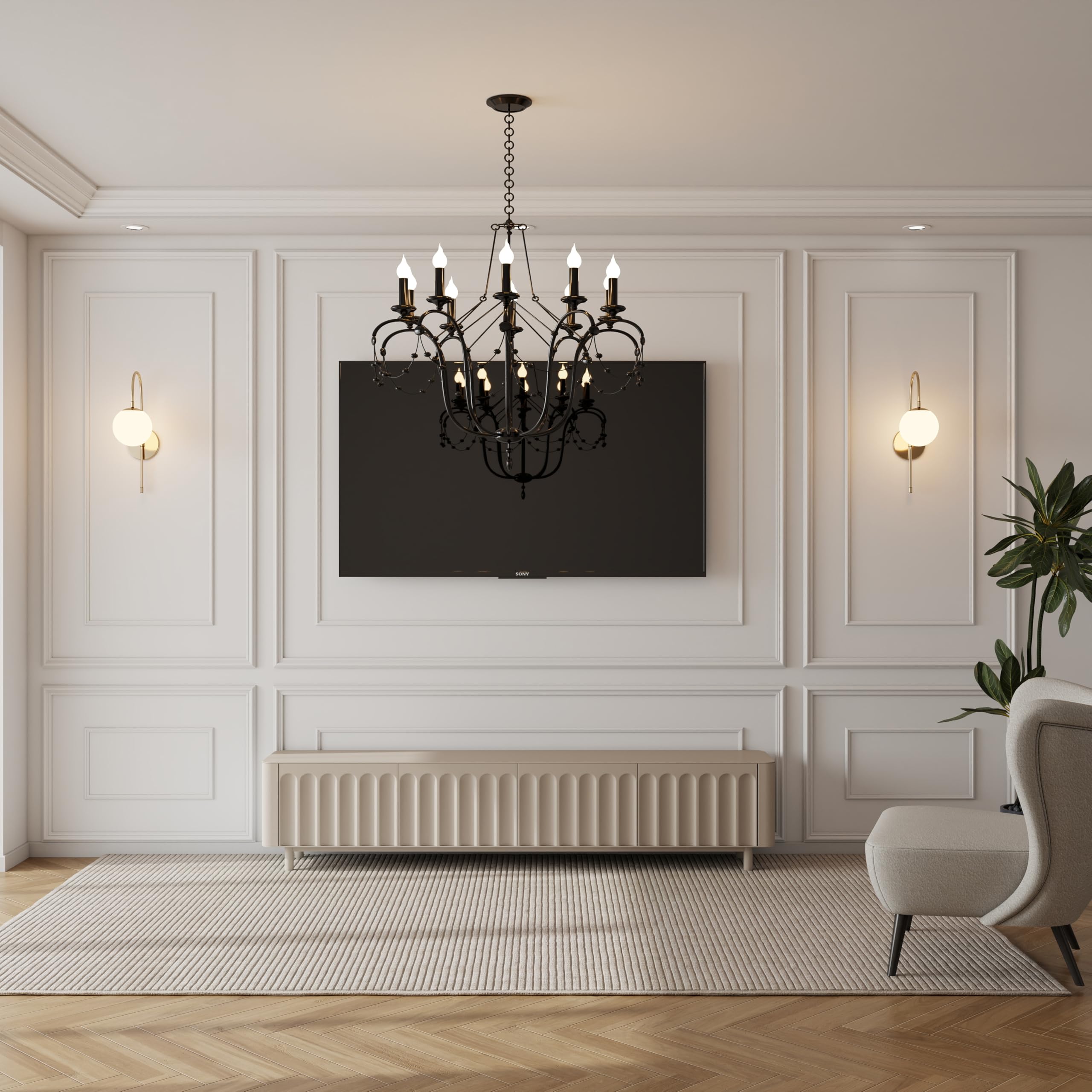 Pangda 3 Sets Peel and Stick Wall Molding Kit Inner and Outer Layer Style Premade Wainscoting Panel for Interior Wall Moulding Decor Accent Molding (31x63inch+78x63inch)