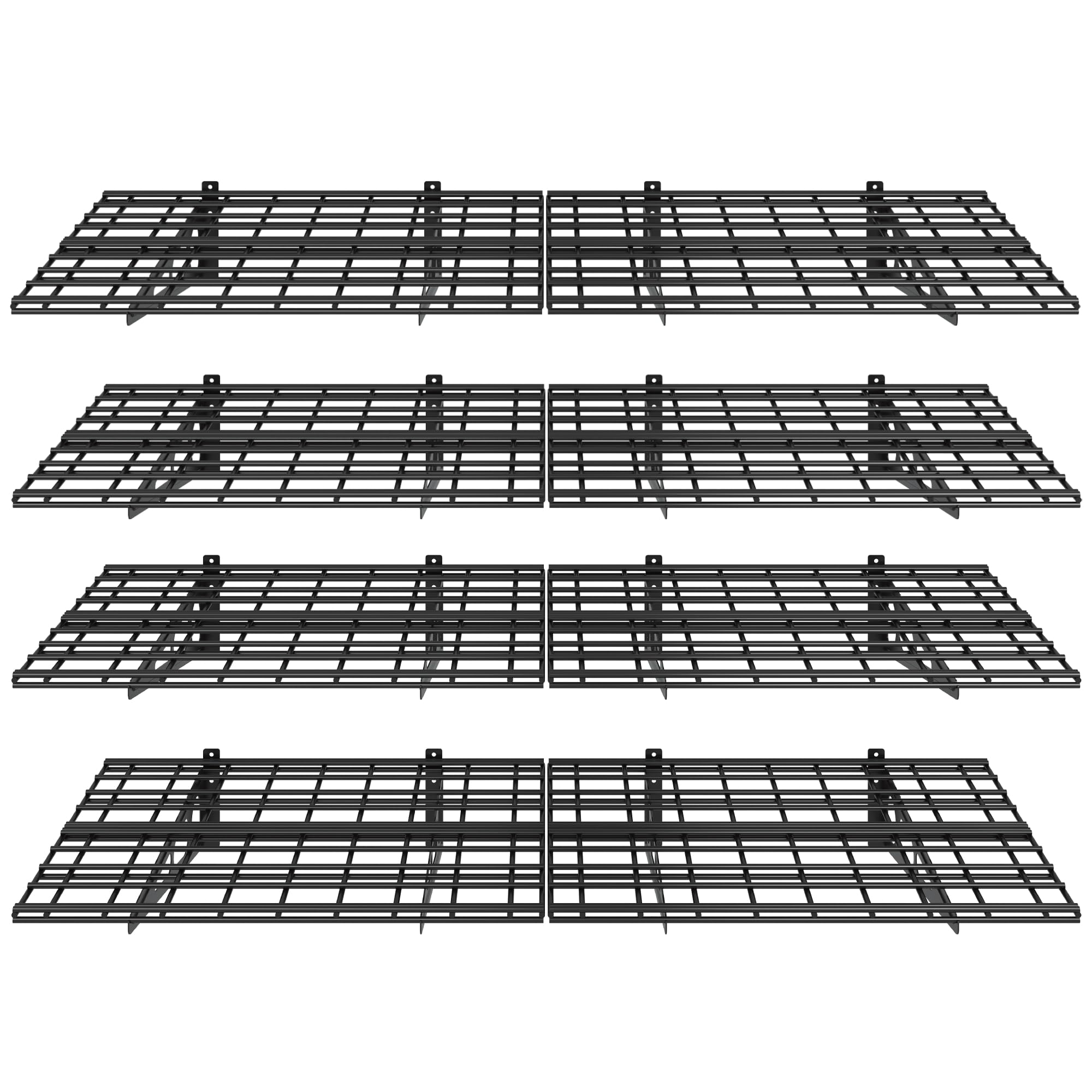 FLEXIMOUNTS 4-Pack 2x6ft 24-inch-by-72-inch Wall Shelf Garage Storage Rack Floating Shelves, Black, Classic Series