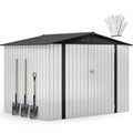 DWVO 7x5ft Metal Outdoor Storage Shed, Waterproof Tool Shed Heavy-Duty Storage Unit with Lockable Door and Vents, Ideal for Bicycles, Tools, Lawnmowers, Backyards, Patios, Lawns - White