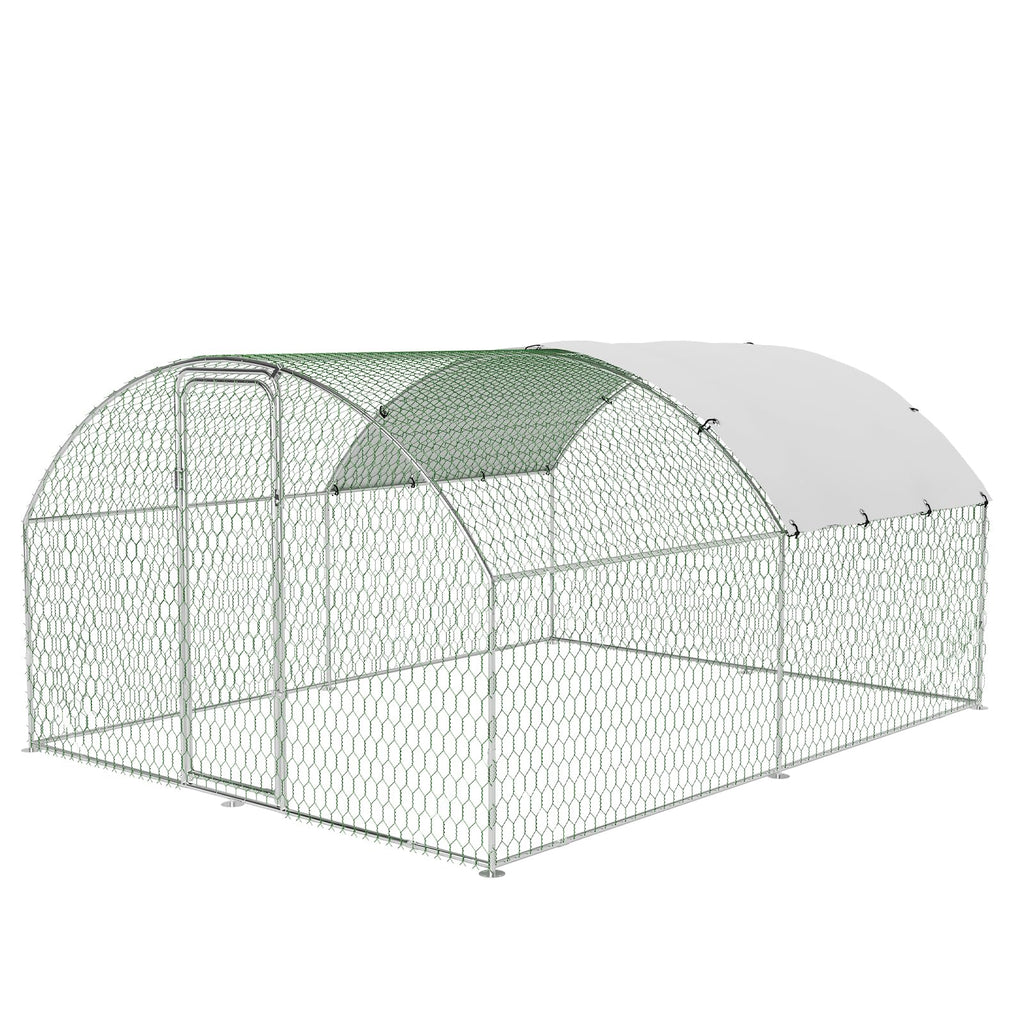 9.8'x13.1'x6.5' Large Metal Chicken Coop Walk-in Poultry Cage, Outdoor with Waterproof Anti-UV Cover & Galvanized Frame, Chicken Run for Backyard Farm, Ducks, Rabbits