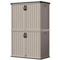 Devoko Outdoor Storage Cabinet 50 Cu Ft with Lockable Doors, Vertical Storage Shed Waterproof Patio Tools Storage Box for Sofa Cushions, Gardening Tools and Accessories (Beige)