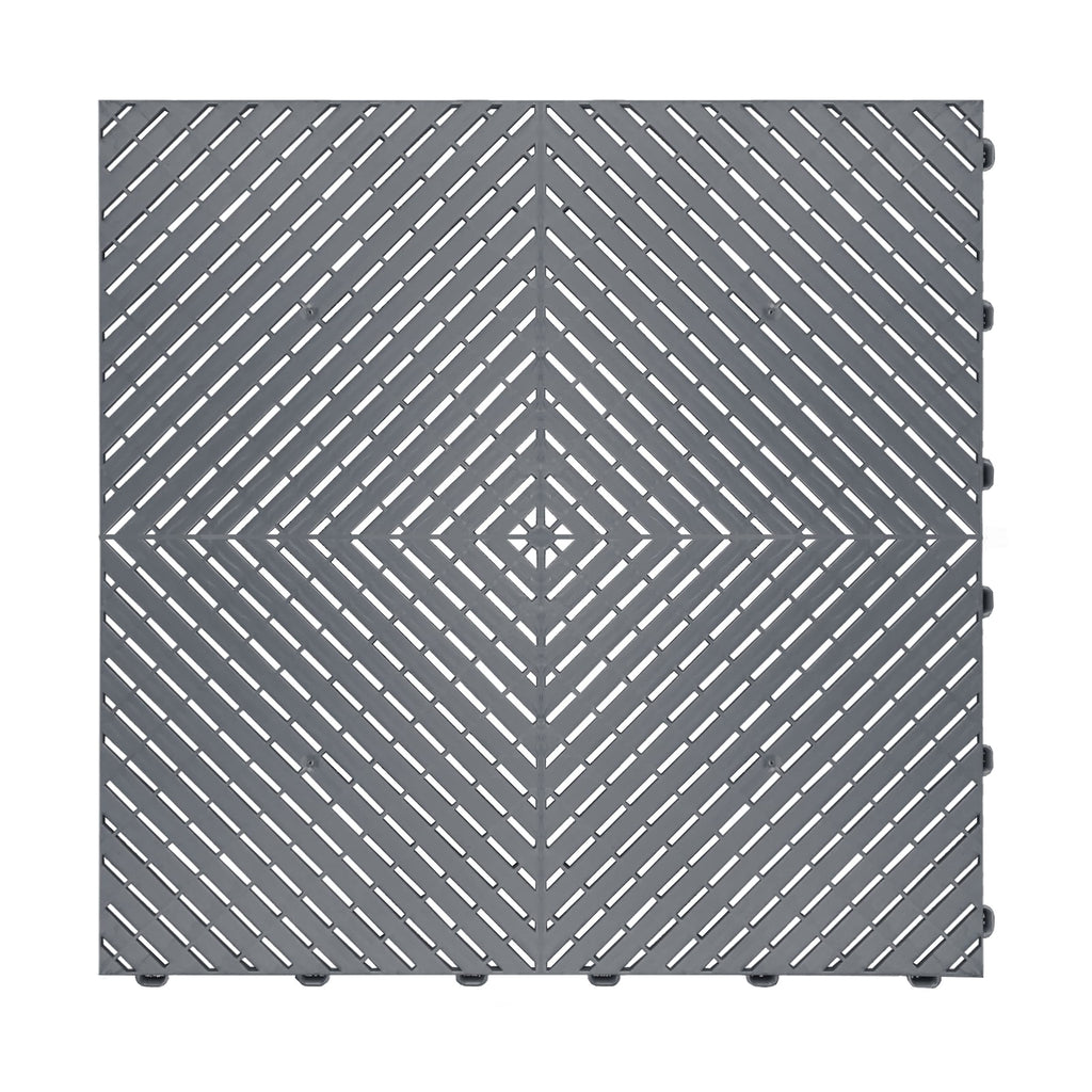 Swisstrax Ribtrax Smooth PRO Interlocking Garage Floor Tiles, 15.75 x 15.75-Inch, Slate Grey, 24 Piece Set