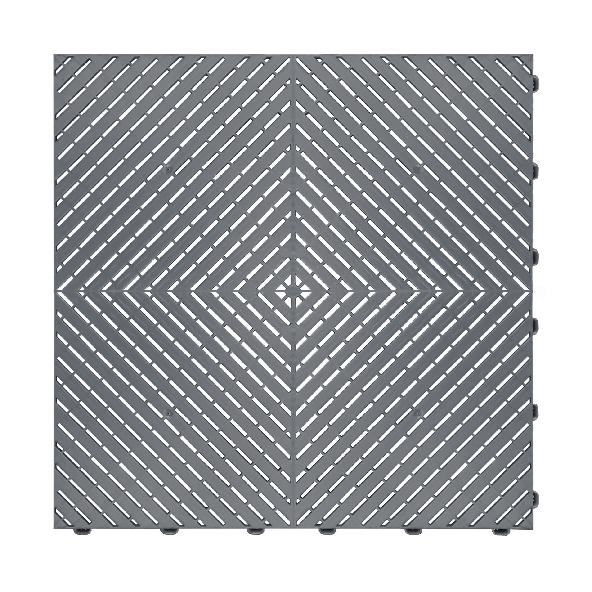 Swisstrax Ribtrax Smooth PRO Interlocking Garage Floor Tiles, 15.75 x 15.75-Inch, Slate Grey, 24 Piece Set