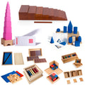 Advanced Montessori Sensorial Materials Set 1 with Pink Tower & Brown Stairs, Premium Solid Beechwood, 14 Sensory Toys for Kids , Preschool Homeschool Classroom Supplies(Sensorial Series Kit 1)