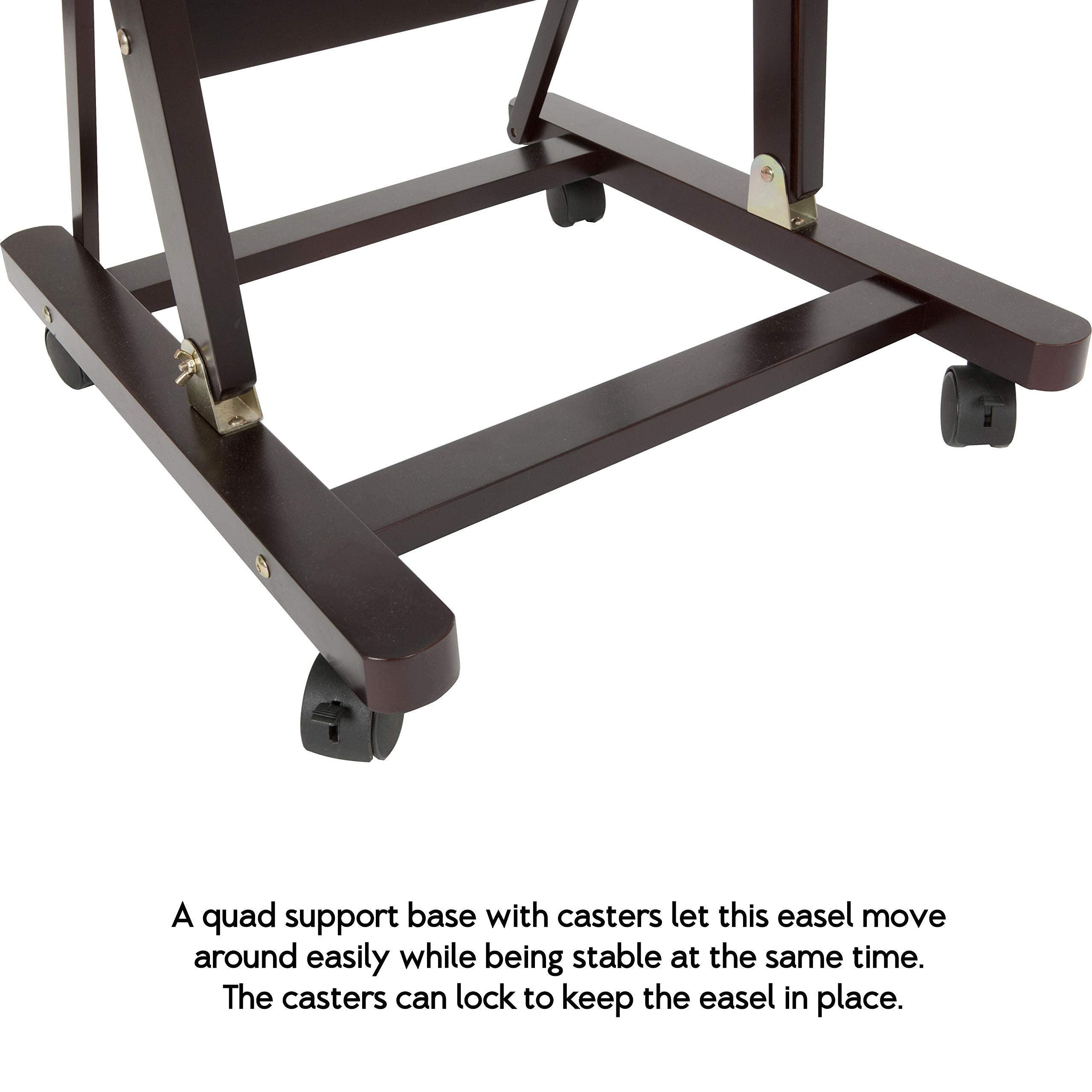SoHo Urban Artist Wooden Easel - H-Frame Studio Easel for Tabletop Easels for Painting & Drawing Desk, Supports Canvases Up to 71", Mahogany Finish, Adjustable with Locking Casters