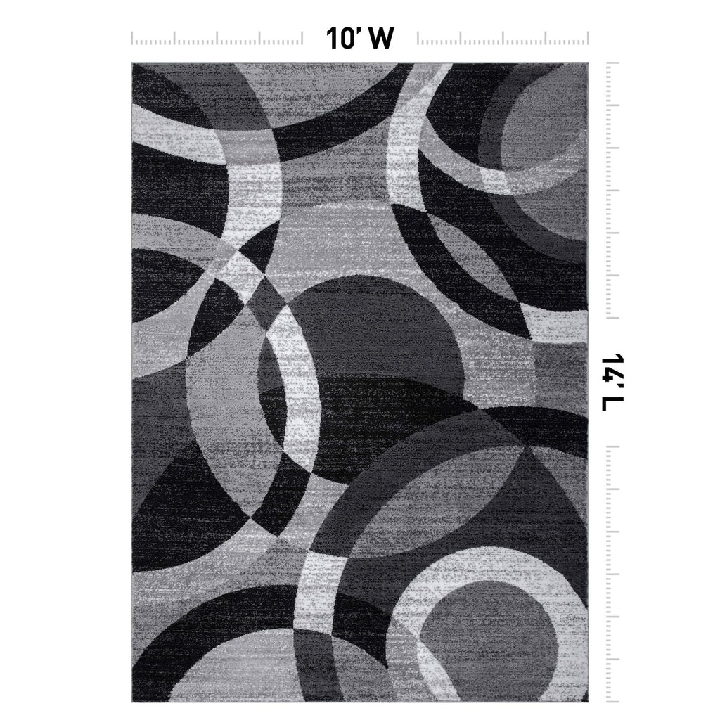 Rugshop Contemporary Abstract Circles Perfect for high Traffic Areas of Your Living Room,Bedroom,Home Office,Kitchen Area Rug 10' x 14' Gray