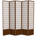 Oriental Furniture 7 ft. Tall Window Pane Shoji Screen - Walnut - 5 Panels