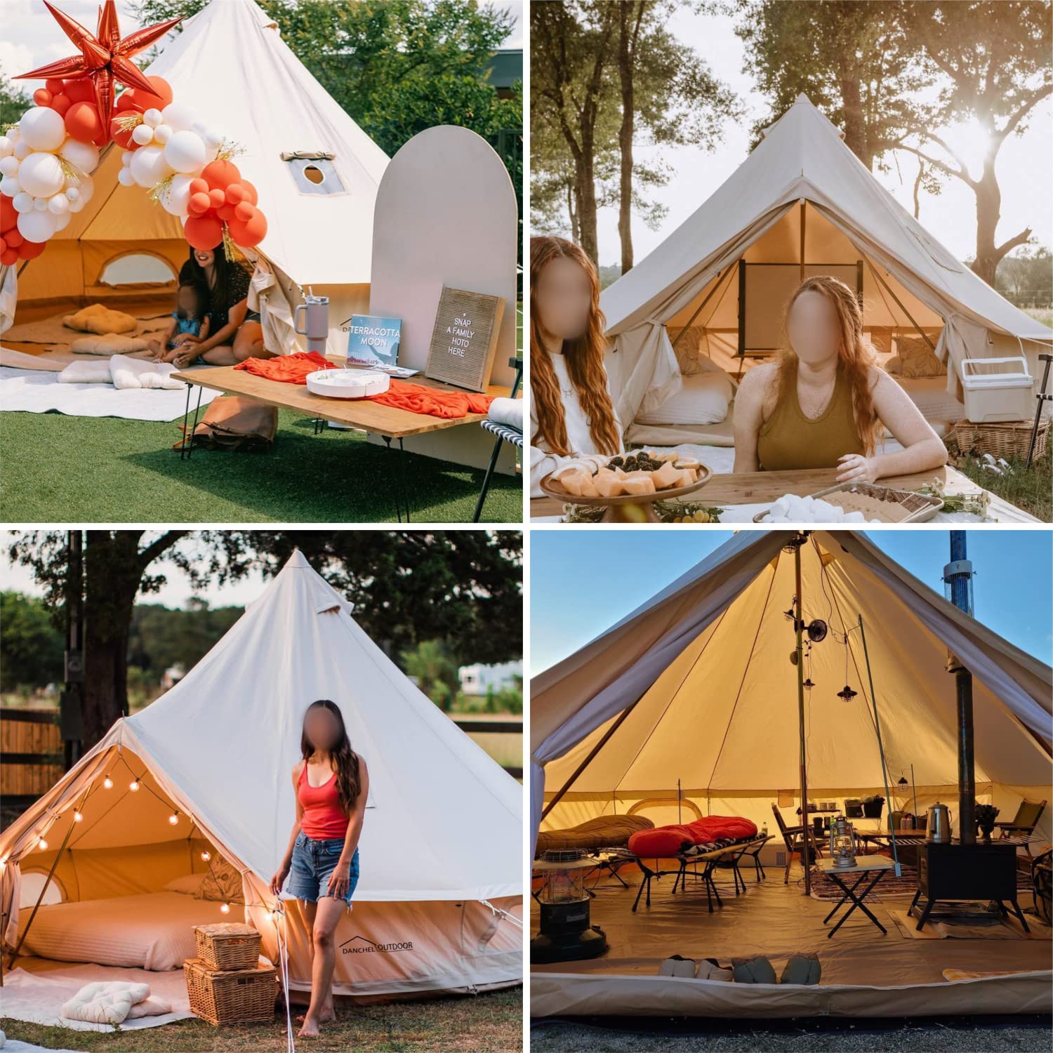 DANCHEL OUTDOOR B5PRO 4 Season Canvas Tent with Stove Jack Camping, Large Bell Tent with AC Port Yurt All Year Living, Luxury Glamping for 8 Person Hunting Party, 20ft/6m