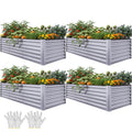 YITAHOME 8x4x2 ft 4pcs Galvanized Raised Garden Bed Kit, Large Metal Planter Box with Gloves, Safety Rubber & Support Rod, Outdoor Flower Bed for Plants Vegetables, Silver