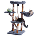 Aesthetic Cat Tree Tower for Large Cats, Large Cat Tree for Maine Coon Indoor Cats with Faux Fox Fur, Solid Wood Sisal Scratching Post, Hammock, Perches, Platform, Toy Ball