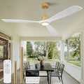 VCQQ 72 Inch Outdoor Ceiling Fans with Lights, Remote Control, Wall Switch, Reversible, Dimmable White and Gold Ceiling Fan with Light, Modern 3 Blade Wood Ceiling Fans for Living Room Patio
