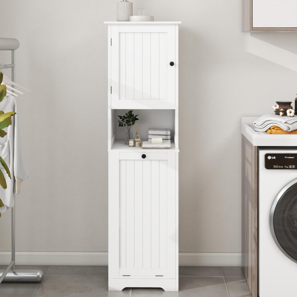 One Compartment One Door Tilt Out Laundry Sorter Cabinet White