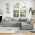 KEIKI 6-in-1 Folding Convertible High Back Sofa Sleeper, 106" Oversized Modular Sectional Corduroy UpholsteredL Shape Couches for Living Room, High-Density Foam Chaise Lounge Indoor, Light Gray