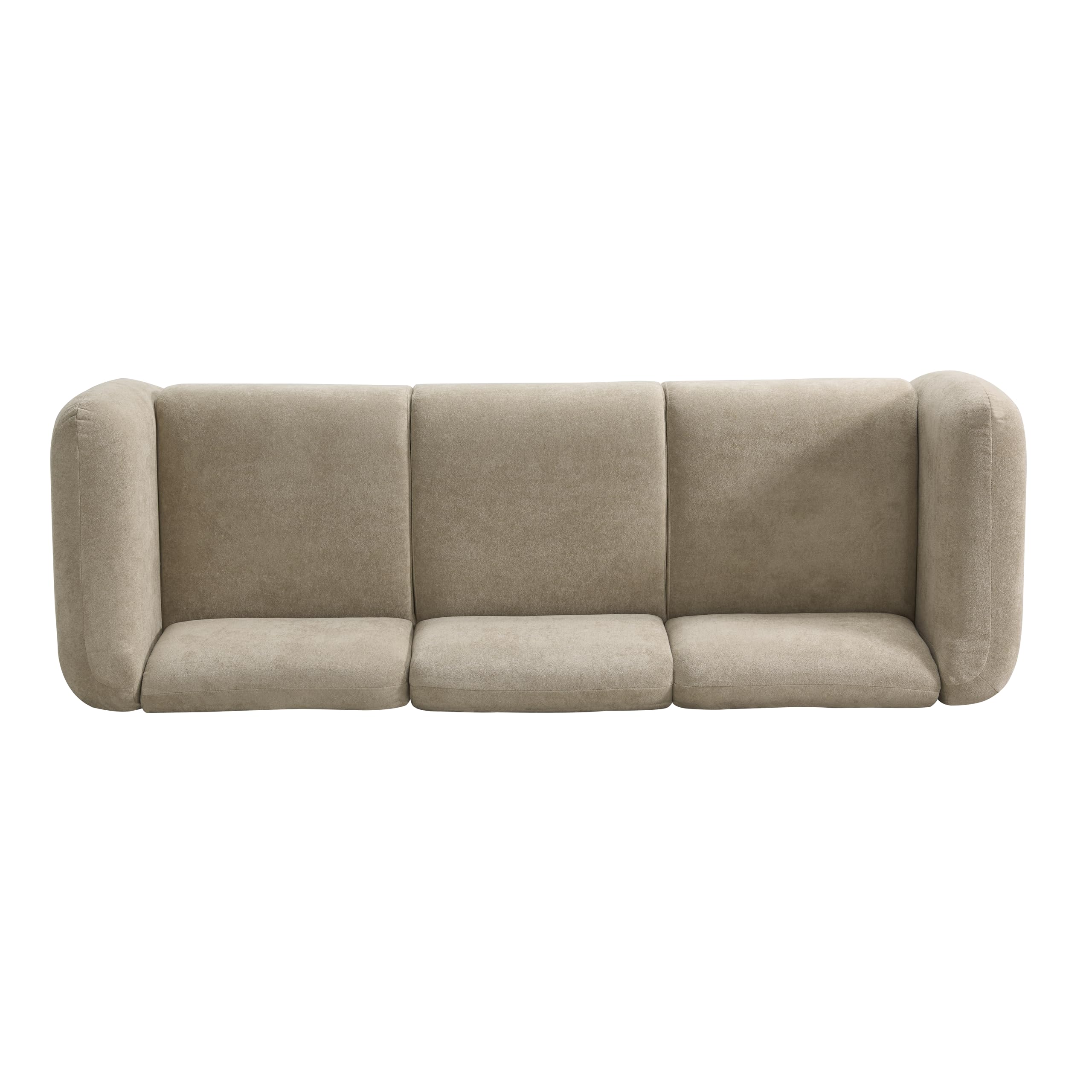 Merax 87" Chenille Upholstered Sofa Couch 3 Seater with 2 Pillows, Modern Living Room Sofa with Solid Wood Legs, Camel