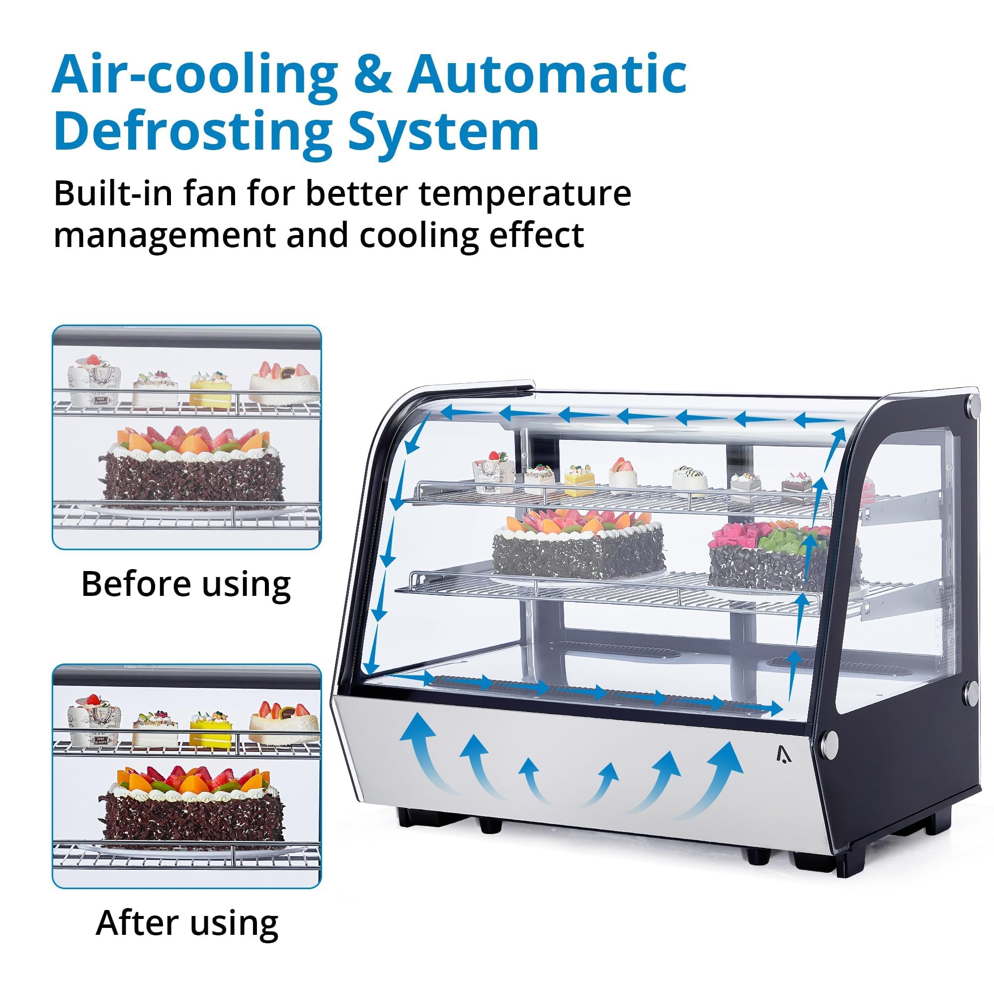 ActiveTrail 5.6 Cu.Ft Countertop Bakery Display Case – Double Glass Refrigerated, LED Lighting, Adjustable Shelves, Digital Temp Control, for Pastry, Cake, Sushi, 110V