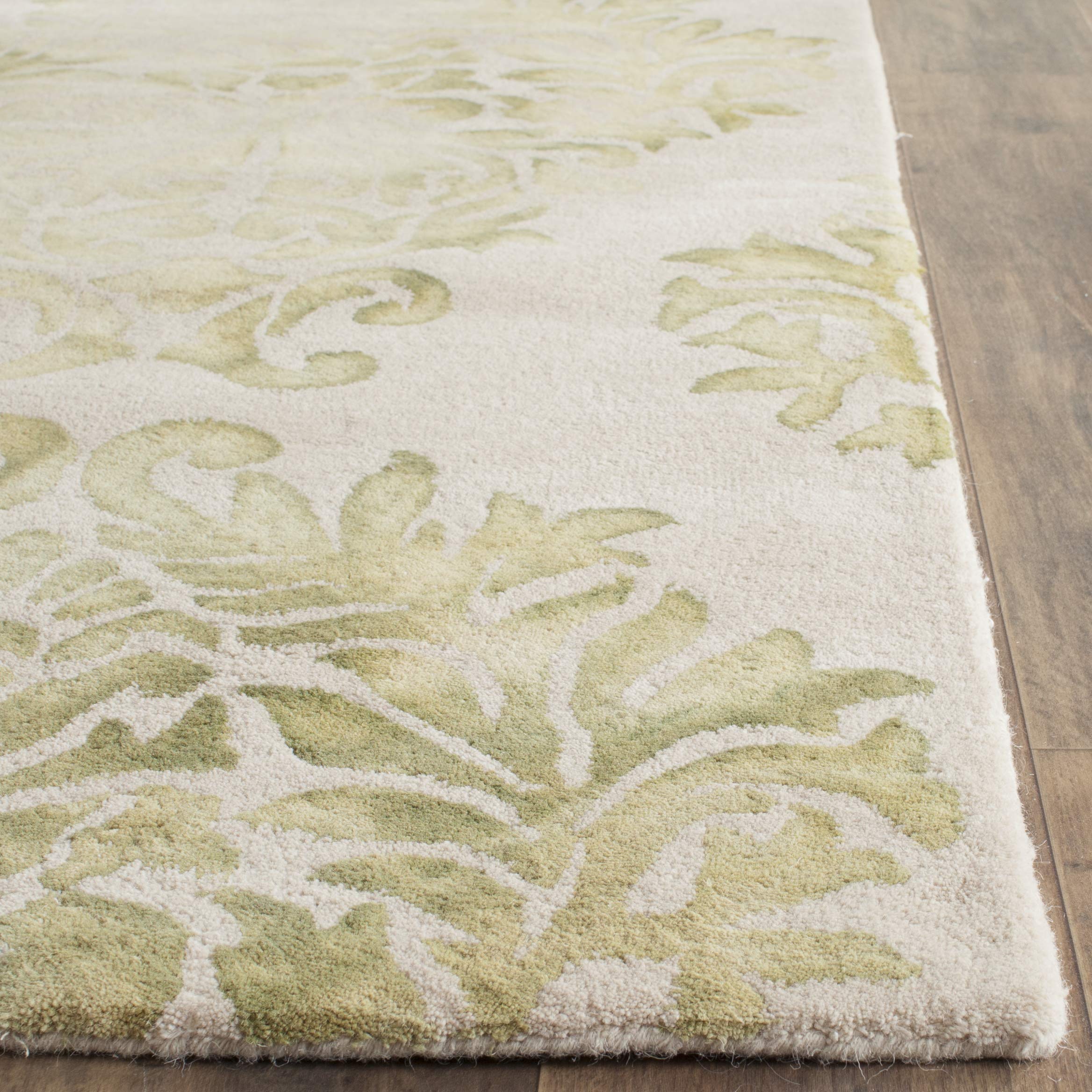 SAFAVIEH Dip Dye Collection 8' x 10' Beige / Green DDY516B Handmade Damask Premium Wool Area Rug