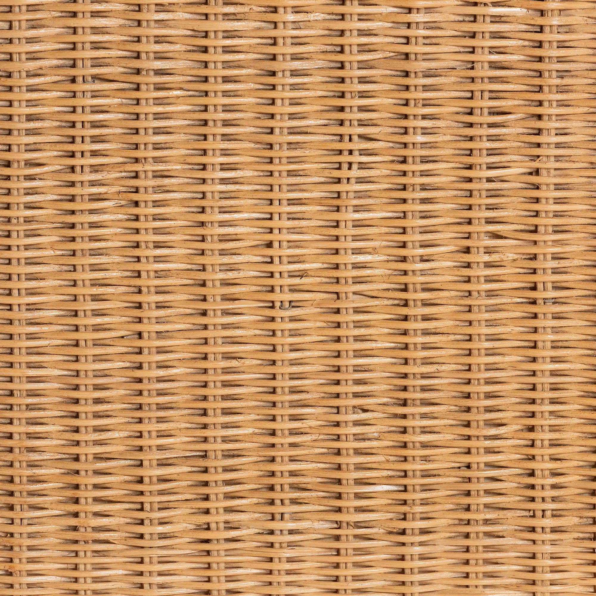 Bali & pari Palm Scallop Natural Rattan Ottoman with Cushion – Handwoven Wicker Accent Bench for Living Room, Bedroom or Entryway, Coastal Boho Style Accent Furniture, 46-inch Wide, Rectangular