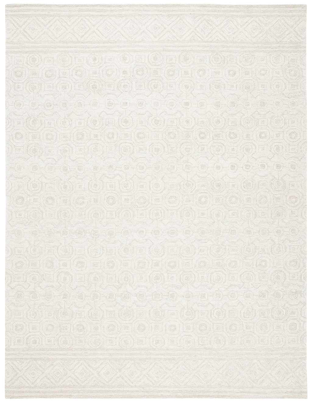 SAFAVIEH Area Rug 8x10 - Micro-Loop Collection - Large - Ivory & Light Green, Handmade Wool, Ideal for Living Room, Bedroom, Office, Dining Space (MLP950A)