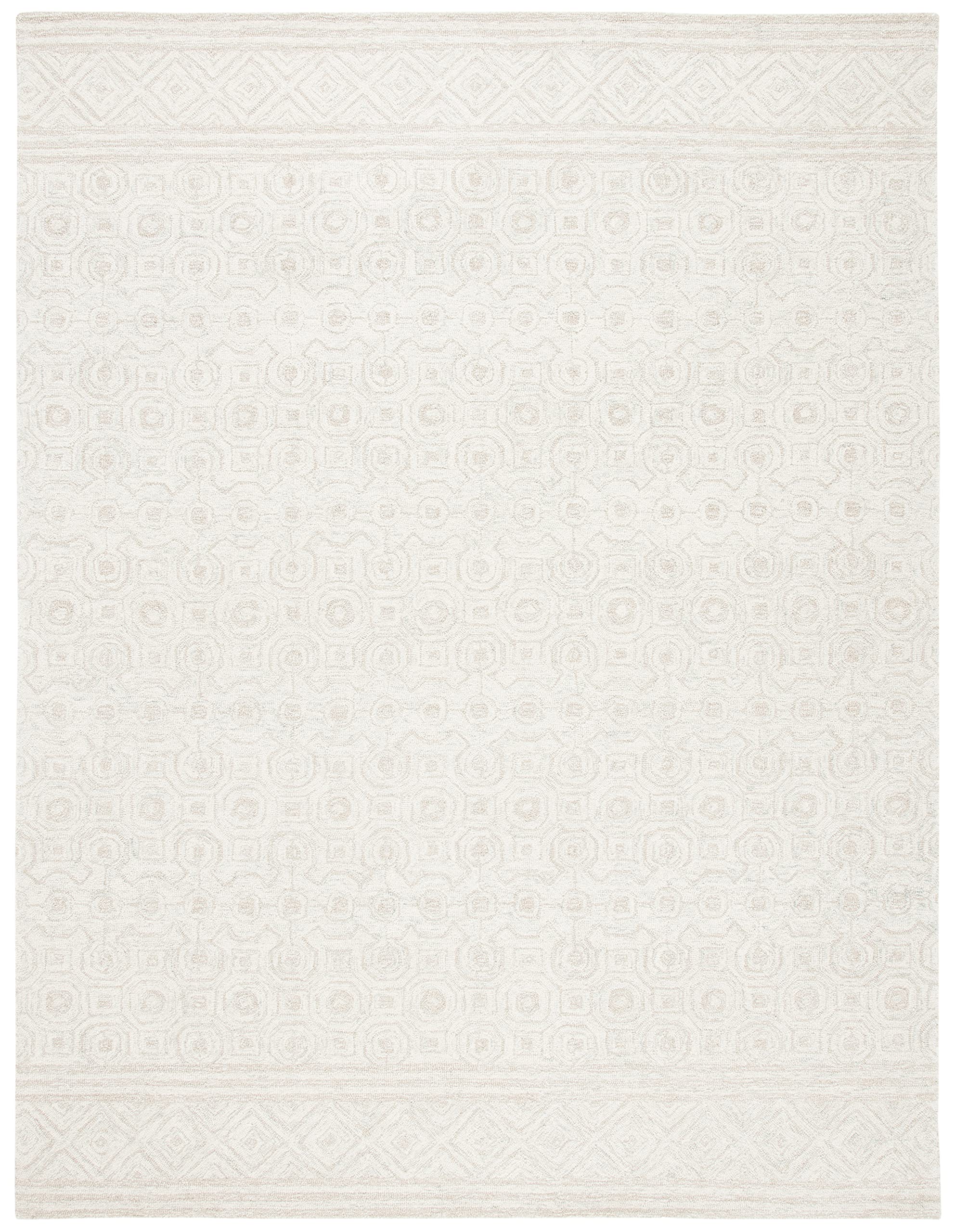 SAFAVIEH Area Rug 8x10 - Micro-Loop Collection - Large - Ivory & Light Green, Handmade Wool, Ideal for Living Room, Bedroom, Office, Dining Space (MLP950A)