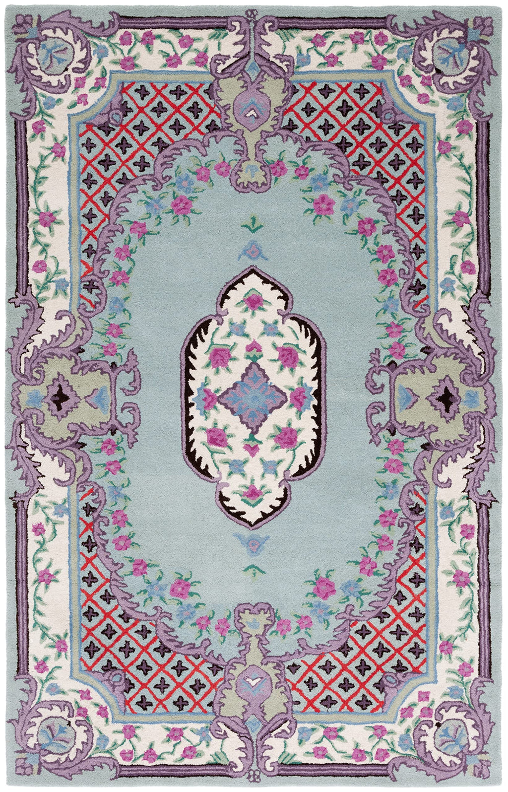SAFAVIEH Bellagio Collection 8' x 10' Light Green/Ivory BLG535Y Handmade Medallion Premium Wool Living Room Dining Bedroom Area Rug
