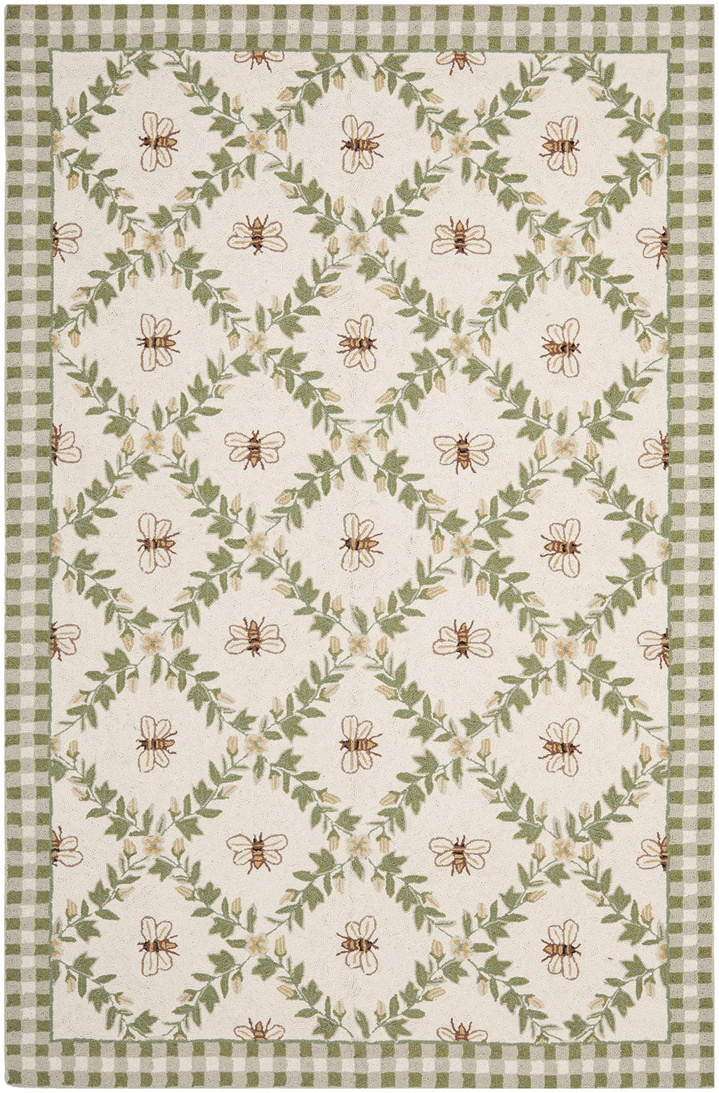 SAFAVIEH Area Rug 8x10 - Chelsea Collection - Large - Ivory & Green, Hand-Hooked Wool, French Country Design, Ideal for Living Room, Bedroom, Office, Dining Space (HK55A)