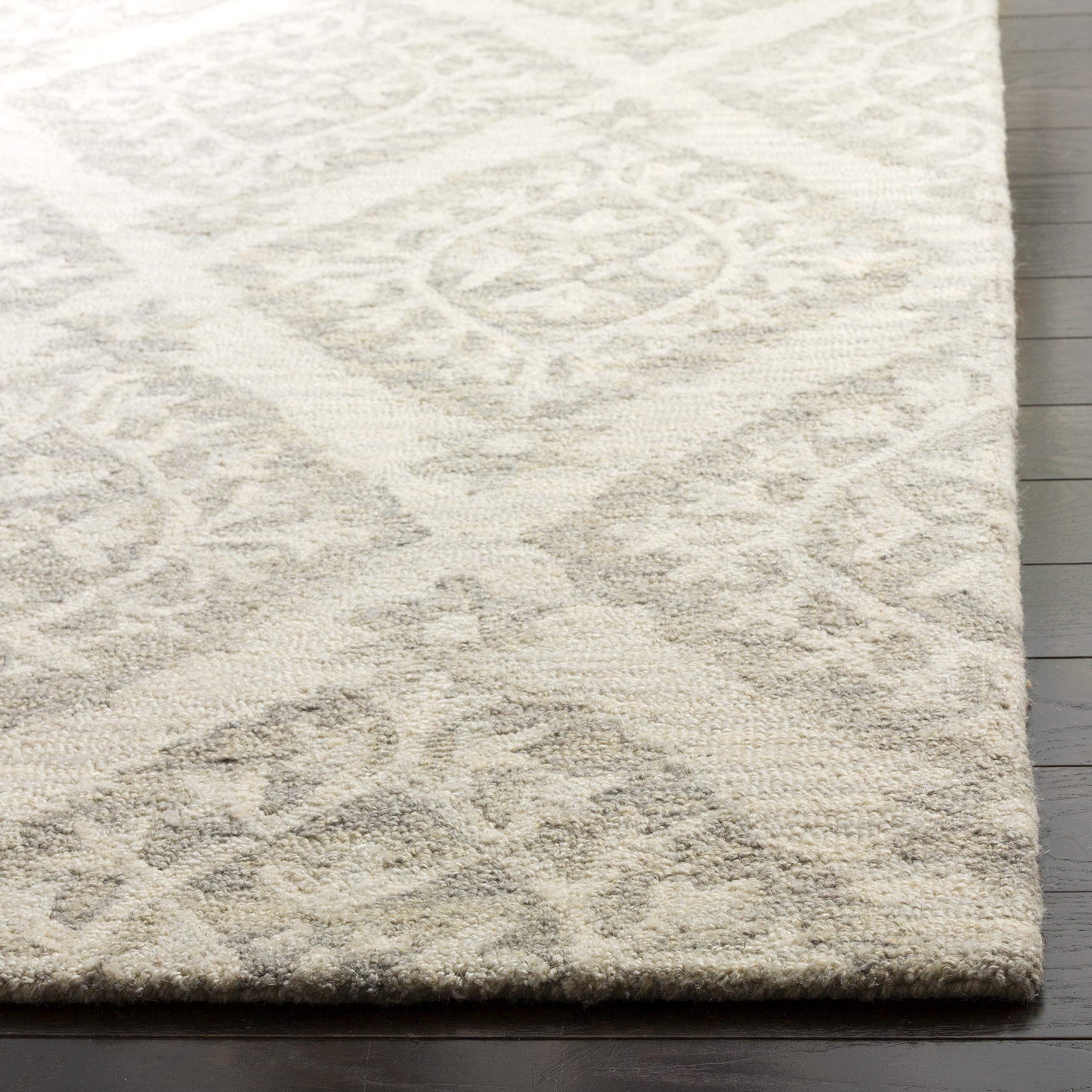 SAFAVIEH Area Rug 8x10 - Micro-Loop Collection - Large - Light Grey, Handmade Wool, Trellis Pattern, Ideal for Living Room, Bedroom, Office, Dining Space (MLP210A)