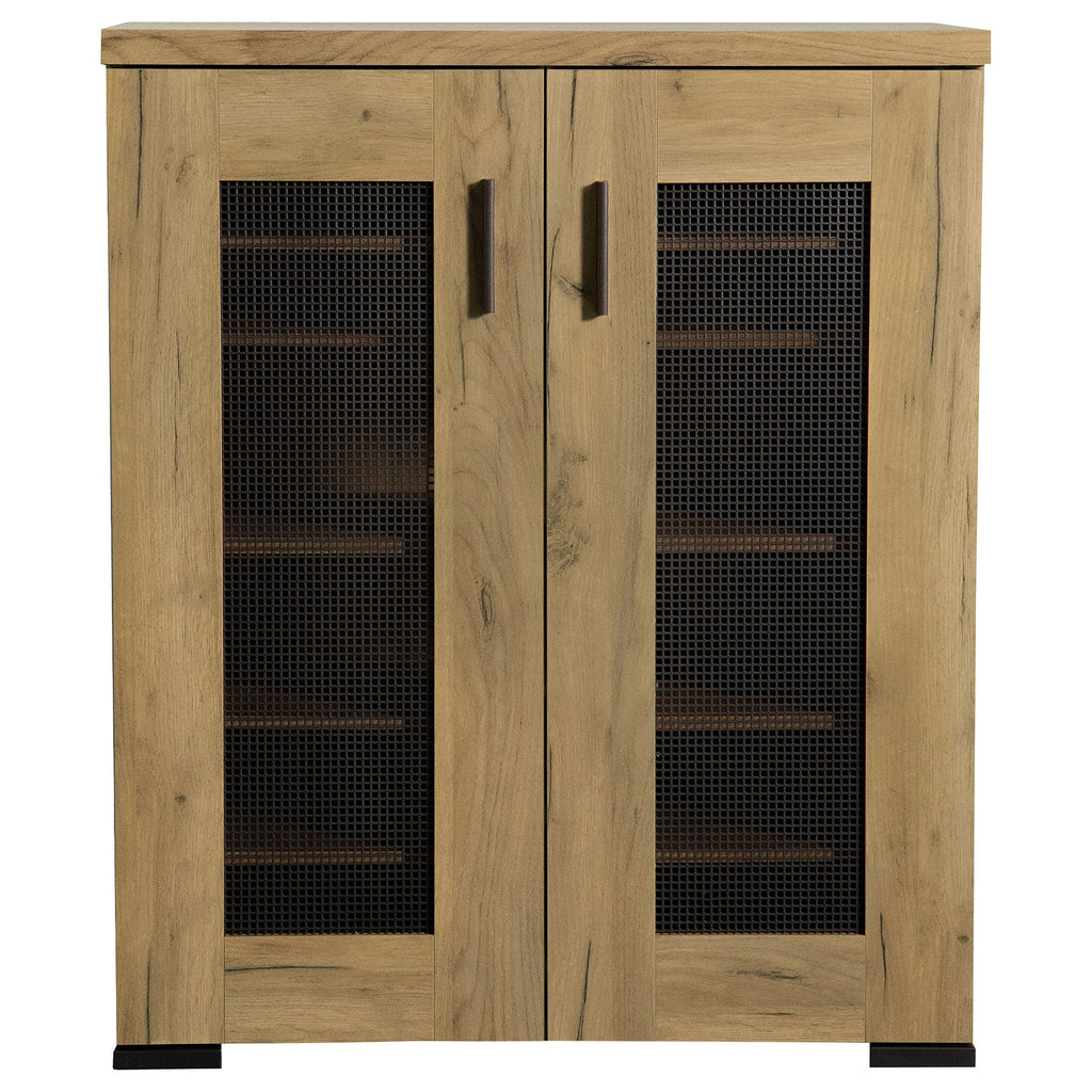Coaster Home Furnishings - Bristol - Engineered Wood - 6-Shelf Shoe Cabinet with Double Doors, Mesh Panel, and Plastic Glides - Entryway and Mudroom - 31.5-Inch - Golden Oak - 951107