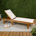 Eyely GNL1103A Quenyth 77.17"x26.38" Modern Minimalist Foldable Adjustable Wood Chaise Outdoor Lounge Chair, for Pool, Deck, Poolside, White/Natural