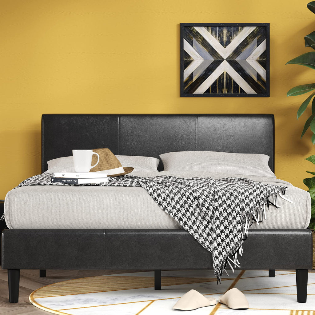 ZINUS Jade Faux Leather Upholstered Platform Bed Frame, Mattress Foundation with Wood Slat Support, No Box Spring Needed, Easy Assembly, Queen