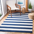 SAFAVIEH Montauk Collection X-Large Area Rug - 12' x 18', Navy & Ivory, Handmade Flatweave Cotton, Woven Texture, Farmhouse Stripe Pattern, Ideal for Living Room, Bedroom, Dining Space (MTK712H)